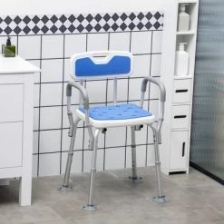 HOMCOM EVA Padded Shower Chair With Arms And Back, Bath Seat With Adjustable Height, Anti-slip Shower Bench For Seniors, Disabled, Tool-Free Assembly -Baby World Shop GUEST 014e57f5 6298 452f 94a6 1bcec464829f