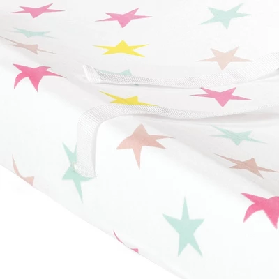 Lush Décor Unicorn Heart Rainbow Star Organic Cotton Changing Pad Cover - 2pk 4 Lush Décor Unicorn Heart Rainbow Star Organic Cotton Changing Pad Cover - 2pk - Image 2