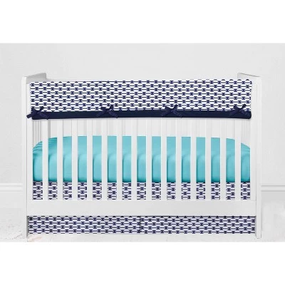 Bacati - Liam Aqua Orange Navy 6 Pc Crib Bedding Set With Long Rail Guard Cover 9 Bacati - Liam Aqua Orange Navy 6 Pc Crib Bedding Set With Long Rail Guard Cover - Image 7