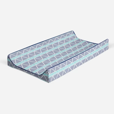 Bacati - Liam Aqua/Navy Large Triangles Quilted Muslin Changing Pad Cover 8 Bacati - Liam Aqua/Navy Large Triangles Quilted Muslin Changing Pad Cover - Image 6
