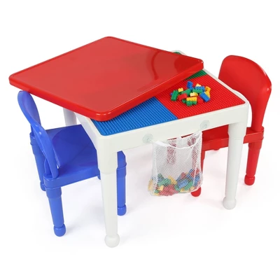 3pc 2 In 1 Square Activity Table With 2 Chairs Blue/Red - Humble Crew 3 3pc 2 In 1 Square Activity Table With 2 Chairs Blue/Red - Humble Crew