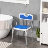 HOMCOM EVA Padded Shower Chair With Arms And Back, Bath Seat With Adjustable Height, Anti-slip Shower Bench For Seniors, Disabled, Tool-Free Assembly