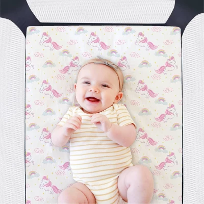 The Peanutshell Fitted Playard Sheets For Baby Girls' - Pink Unicorn And Rainbow - 2pk 3 The Peanutshell Fitted Playard Sheets For Baby Girls' - Pink Unicorn And Rainbow - 2pk