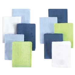 Little Treasure Baby Boy Rayon From Bamboo Luxurious Washcloths, Denim Lime 10-Pack, One Size