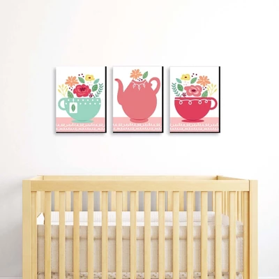 Big Dot Of Happiness Floral Let's Par-Tea - Garden Tea Party Nursery Wall Art And Kids Room Decor - 7.5 X 10 Inches - Set Of 3 Prints 3 Big Dot Of Happiness Floral Let's Par-Tea - Garden Tea Party Nursery Wall Art And Kids Room Decor - 7.5 X 10 Inches - Set Of 3 Prints