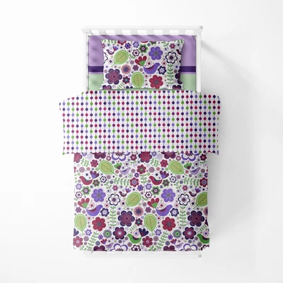 Bacati - Botanical Purple Multicolor 3 Pc Toddler Sheet Set 5 Bacati - Botanical Purple Multicolor 3 Pc Toddler Sheet Set - Image 3