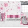 Bacati - Ikat Dots Leopard Pink Grey Girls 10 Pc Crib Set With 2 Crib Fitted Sheets 4 Muslin Swaddling Blankets