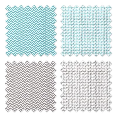 Bacati - Houndstooth/Herringbone Muslin Swaddling Blankets Set Of 4 Aqua/Gray 6 Bacati - Houndstooth/Herringbone Muslin Swaddling Blankets Set Of 4 Aqua/Gray - Image 4