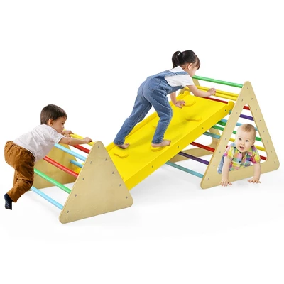 Costway 3 In 1 Kids Climbing Ladder Set 2 Triangle Climbers W/Ramp For Sliding & Climbing 3 Costway 3 In 1 Kids Climbing Ladder Set 2 Triangle Climbers W/Ramp For Sliding & Climbing