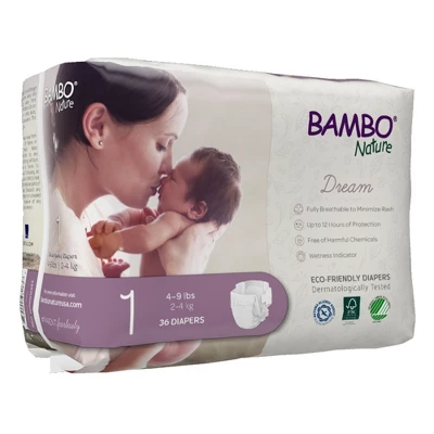 Bambo Nature Dream Disposable Diapers, Eco-Friendly, Size 1 4 Bambo Nature Dream Disposable Diapers, Eco-Friendly, Size 1 - Image 2