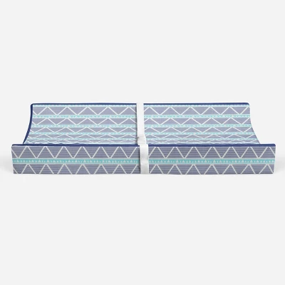 Bacati - Liam Aqua/Navy Large Triangles Quilted Muslin Changing Pad Cover 7 Bacati - Liam Aqua/Navy Large Triangles Quilted Muslin Changing Pad Cover - Image 5