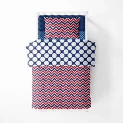 Bacati - MixNMatch Navy Red Chevron Dots 3 Pc Toddler Sheet Set -Baby World Shop GUEST 2a445cea 51bc 4b0c a539 4e4157f3e01a