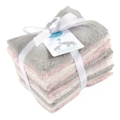Little Treasure Baby Girl Rayon From Bamboo Luxurious Washcloths, Light Pink Gray, One Size