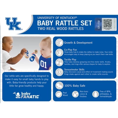 Baby Fanatic Wood Rattle 2 Pack - NCAA Kentucky Wildcats Baby Toy Set 4 Baby Fanatic Wood Rattle 2 Pack - NCAA Kentucky Wildcats Baby Toy Set - Image 2