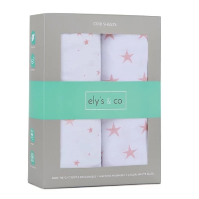 Ely's & Co. Baby Fitted Sheet 100% Combed Jersey Cotton Mauve Pink Stars 5 Ely's & Co. Baby Fitted Sheet 100% Combed Jersey Cotton Mauve Pink Stars - Image 3