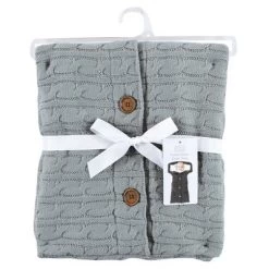 Hudson Baby Unisex Baby Faux Shearling Knitted Baby Lounge Stroller Wrap Sack, Gray, One Size