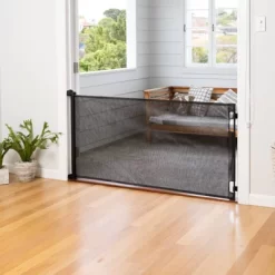 Perma Child Safety Outdoor Retractable Baby Gate 33" Tall, Extends To 71" Wide, Black