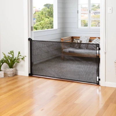 Perma Child Safety Outdoor Retractable Baby Gate 33" Tall, Extends To 71" Wide, Black 3 Perma Child Safety Outdoor Retractable Baby Gate 33" Tall, Extends To 71" Wide, Black