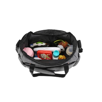 Gray And Black Multi-Compartment Diaper Bag With Changing Pad 5 Gray And Black Multi-Compartment Diaper Bag With Changing Pad - Image 3