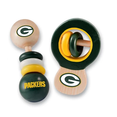Baby Fanatic Wood Rattle 2 Pack - NFL Green Bay Packers Baby Toy Set 3 Baby Fanatic Wood Rattle 2 Pack - NFL Green Bay Packers Baby Toy Set