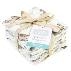 Hudson Baby Infant Boy Cotton Muslin Washcloths, Forest Animals, One Size