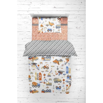 Bacati - Construction Yellow Orange Blue Gray 4 Pc Toddler Bedding Set 6 Bacati - Construction Yellow Orange Blue Gray 4 Pc Toddler Bedding Set - Image 4
