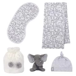 5 Piece Gray/White Luxury Soft Baby Gift Bag For Infant/Newborn