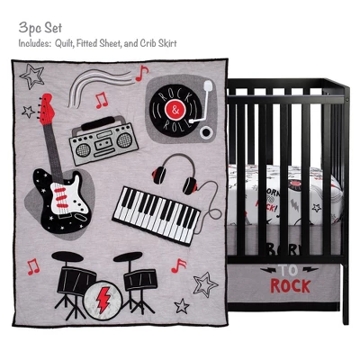 Lambs & Ivy Rock Star Musical Instruments 3-Piece Baby Crib Bedding Set - Gray 3 Lambs & Ivy Rock Star Musical Instruments 3-Piece Baby Crib Bedding Set - Gray