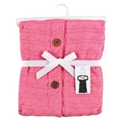 Hudson Baby Infant Girl Faux Shearling Knitted Baby Lounge Stroller Wrap Sack, Azalea Pink, One Size