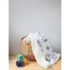Lila And Jack Baby Blanket Blue Rocket Printed Mink With Natural Sherpa Backing Kids' Throw