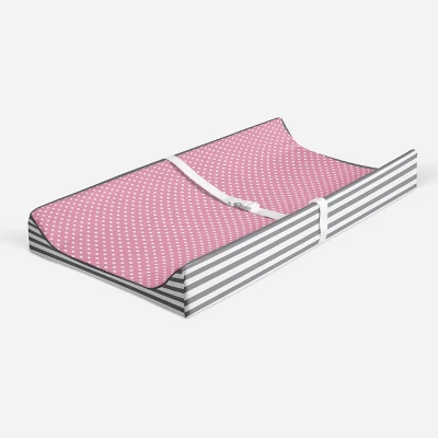 Bacati - Elephants Pink/Gray Pink Pin Dots Quilted Top Changing Pad Cover 5 Bacati - Elephants Pink/Gray Pink Pin Dots Quilted Top Changing Pad Cover - Image 3