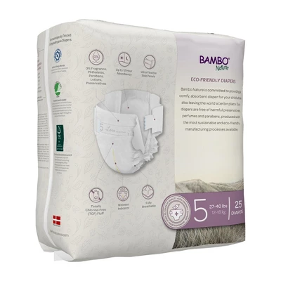 Bambo Nature Baby Diapers, Heavy Absorbency, Eco-Friendly, Size 5, 25 Count, 12 Packs, 300 Total 3 Bambo Nature Baby Diapers, Heavy Absorbency, Eco-Friendly, Size 5, 25 Count, 12 Packs, 300 Total