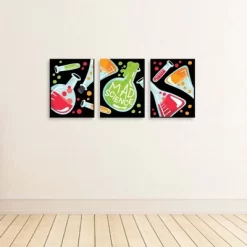 Big Dot Of Happiness Scientist Lab - Baby Boy Nursery Wall Art And Mad Science Kids Room Decor - 7.5 X 10 Inches - Set Of 3 Prints