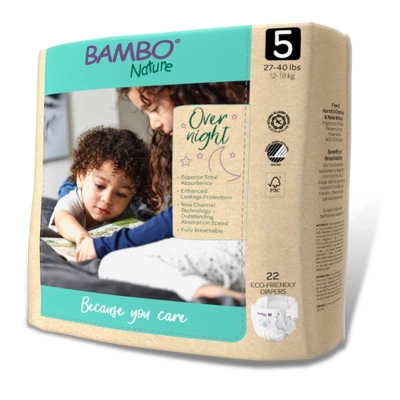 Bambo Nature Overnight Diapers, Disposable, Eco-Friendly, Size 5 4 Bambo Nature Overnight Diapers, Disposable, Eco-Friendly, Size 5 - Image 2