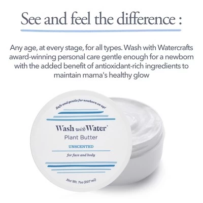 Wash With Water Plant Body Butter (Unscented), Vegan Healing Ointment Cream For Dry & Sensitive Skin, 7 Oz Tub 7 Wash With Water Plant Body Butter (Unscented), Vegan Healing Ointment Cream For Dry & Sensitive Skin, 7 Oz Tub - Image 5