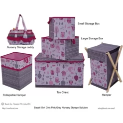 Bacati - Owls Pink/Gray Girls Collapsible Laundry Hamper -Baby World Shop GUEST 51358a5f cfcb 487e bbef 54ed9fdc4308