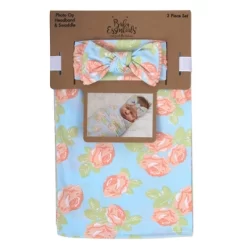 Baby Essentials Floral Swaddle Blanket And Headband Set