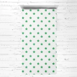 Bacati - Stars Green Muslin 3 Pc Toddler Bed Sheet Set 100 Percent Cotton