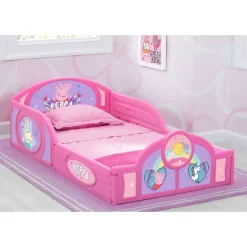 Toddler Peppa Pig Plastic Sleep And Play Bed With Attached Guardrails - Delta Children