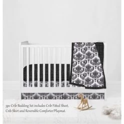 Bacati - Classic Damask Black/Grey/White 3 Pc Crib Bedding Set -Baby World Shop GUEST 5cf1d0aa 7b47 4f9b a02d db9a531b5940