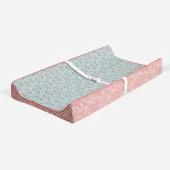 Bacati - Sophia Paisley Aqua/Coral Floret Changing Pad Cover