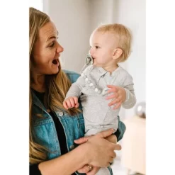 Loulou Lollipop Lolli Soother Holder In Silicone Clip - Marble Gray -Baby World Shop GUEST 649df42d e9fb 4ecb b54e ae4996a8e798