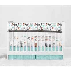 Bacati - Jungle Safari Aqua Orange Gray 10 Pc Crib Bedding Set With Long Rail Guard Cover -Baby World Shop GUEST 659e1928 cf4a 4902 ae0b 5c053f4c772e