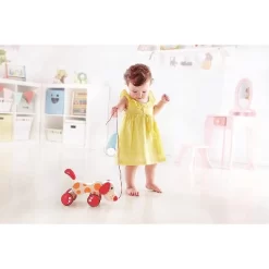 Hape Walk A Long Pepe The Puppy Wooden Push Pull Toy Can Sit, Stand, Roll, With Rubber Rimmed Wheels, For Toddlers Ages 1 And Up, Red And Orange -Baby World Shop GUEST 69820f42 9d4c 4b6c 9220 81342ff7a93d
