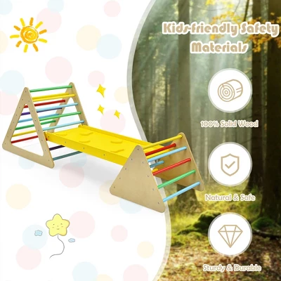 Costway 3 In 1 Kids Climbing Ladder Set 2 Triangle Climbers W/Ramp For Sliding & Climbing 10 Costway 3 In 1 Kids Climbing Ladder Set 2 Triangle Climbers W/Ramp For Sliding & Climbing - Image 8