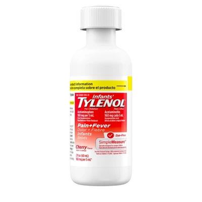 Infants' Tylenol Pain & Fever Reducer Liquid - Acetaminophen - Dye-Free Cherry - 2 Fl Oz 3 Infants' Tylenol Pain & Fever Reducer Liquid - Acetaminophen - Dye-Free Cherry - 2 Fl Oz