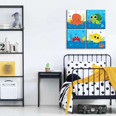 Big Dot Of Happiness Under The Sea Critters - Kids Home Decor - 11 X 11 Inches Nursery Wall Art - Set Of 4 Prints For Baby's Room 4 Big Dot Of Happiness Under The Sea Critters - Kids Home Decor - 11 X 11 Inches Nursery Wall Art - Set Of 4 Prints For Baby's Room - Image 2