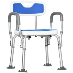 HOMCOM EVA Padded Shower Chair With Arms And Back, Bath Seat With Adjustable Height, Anti-slip Shower Bench For Seniors, Disabled, Tool-Free Assembly -Baby World Shop GUEST 75acf3de 842a 4bd0 aa14 d0ae62681bb1