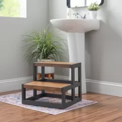 Barberry Wood And Metal Bed Steps - Powell -Baby World Shop GUEST 7839a63a 2244 410f 9b5c 615738a5cf59