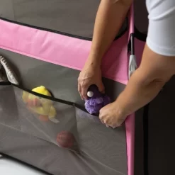 KidCo Play-N-GoPod Lightweight Pop Up Child Portable Travel Bed Camp Tent Playard With Sleeping Pad, Mesh Sidewalls, And UV Protection Hood, Pink